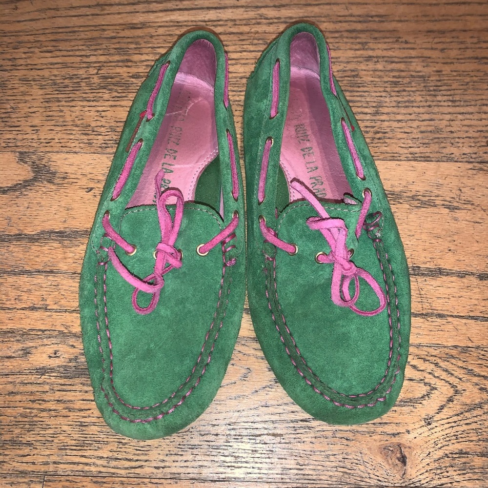 Suede green loafers